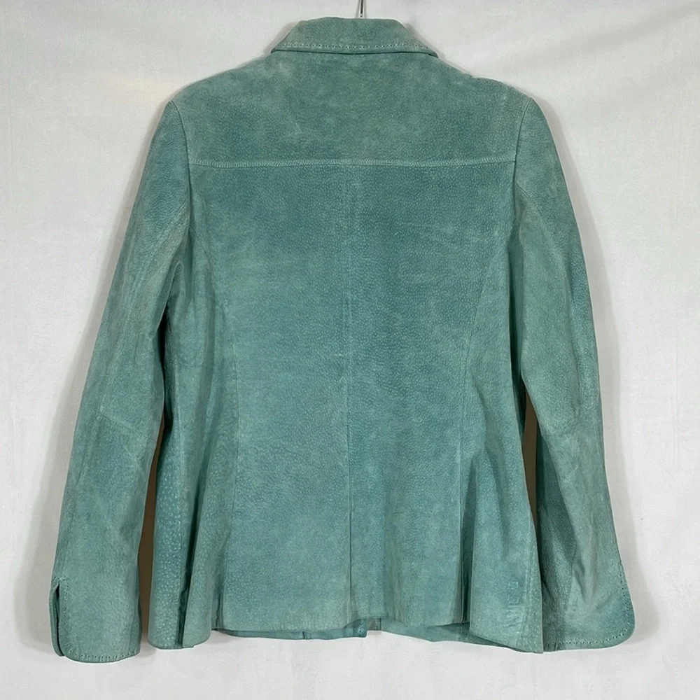 Pendleton Genuine Suede Leather Jacket Size L Seagram Green Blue EUC - Picture 4 of 14